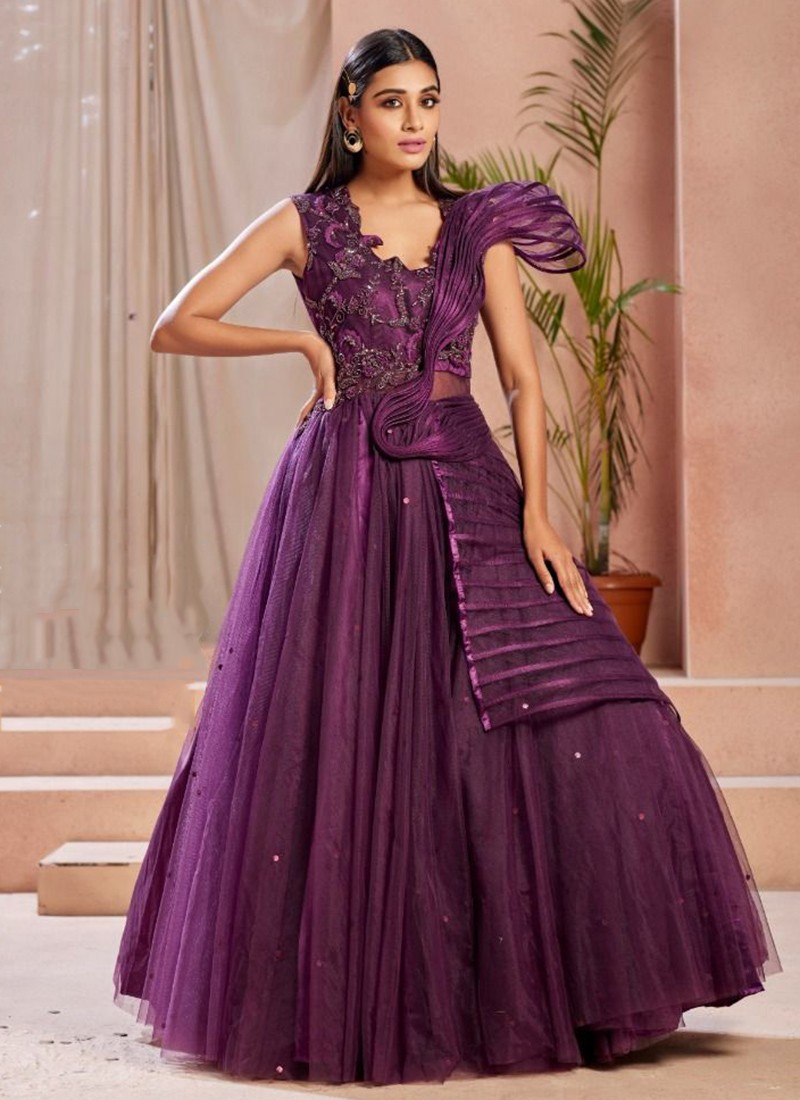 Purple werkstoffe Net Party Gown